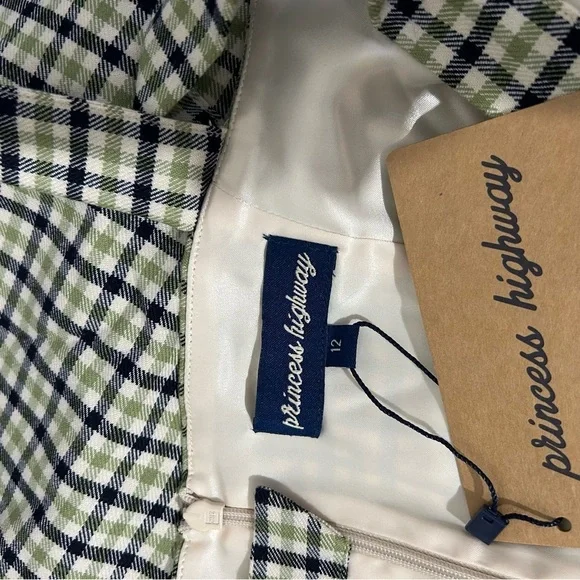 ModCloth Princess Highway Plaid Sleeveless Green Black Skater Dress Sz 8 Medium - Picture 11 of 12